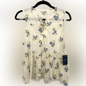 Lucky Brand Floral Peplum Sleeveless Top